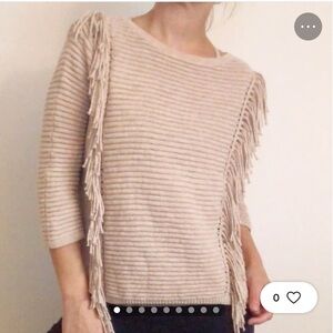 Margaret O’ Leary Fringed Cream Ottoman Cotton Sweater size Small